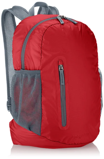 Amazon Basics 25L可摺疊旅行背包｜紅色商品實物照片