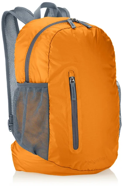 Amazon Basics 25L可摺疊旅行背包｜橙色商品實物照片